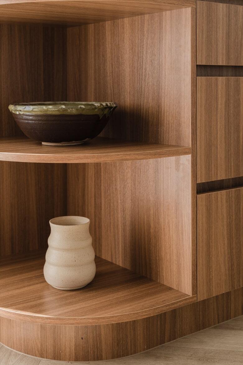 Custom curved cabinetry